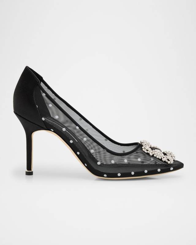 Hangisi Polka-Dot Mesh Pumps
